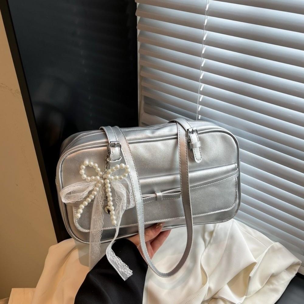 Sweet Bow Shoulder Bags Adjustable Cute Underarm Bag Versatile Korean Boston Pillow Bag Outings