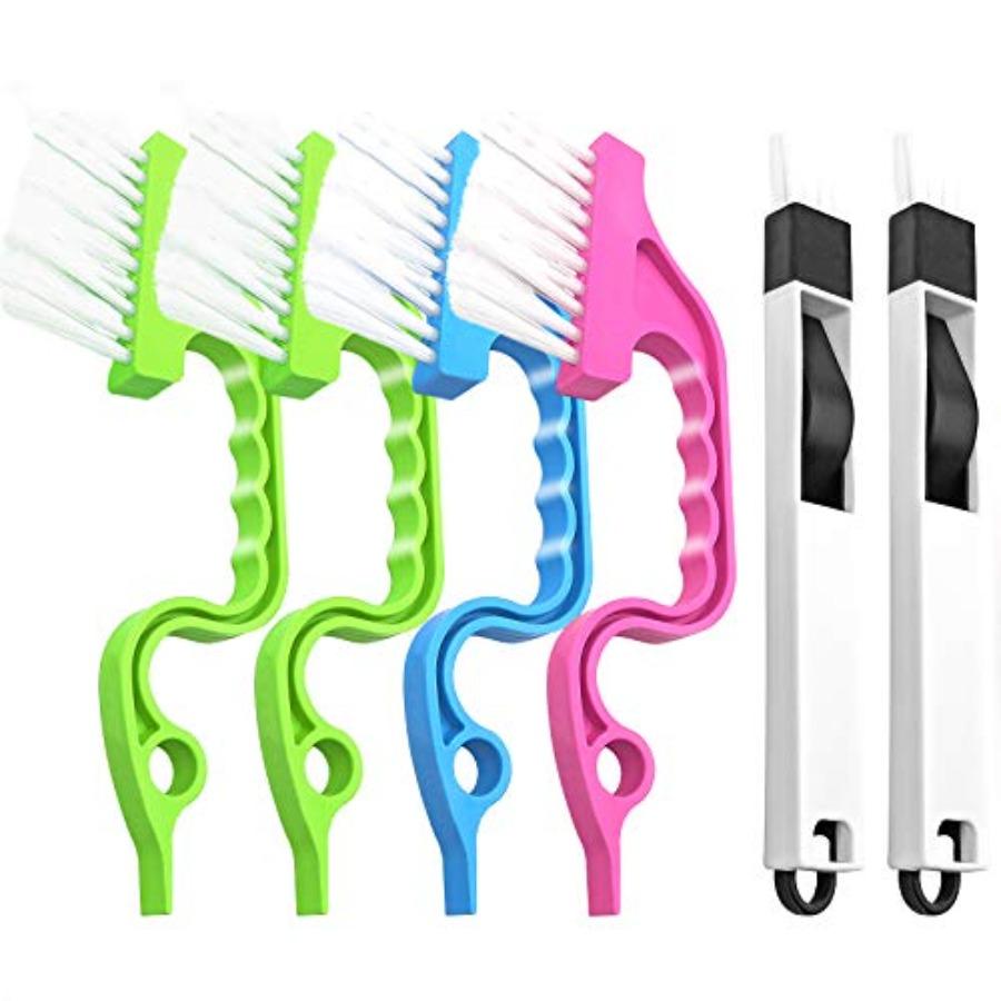 Crevice Gap Cleaning Brush Tool, 6pcs Hand-held Groove Gap Cleaning Tools, 2 in 1 Dustpan Cleaning Brushes, Shutter Door Window