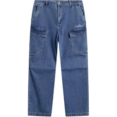 Li Ning Sports Lifestyle Series Casual Simple Solid Color Loose Denim Pants Women Bottoms Light-Blue AJQV006-1