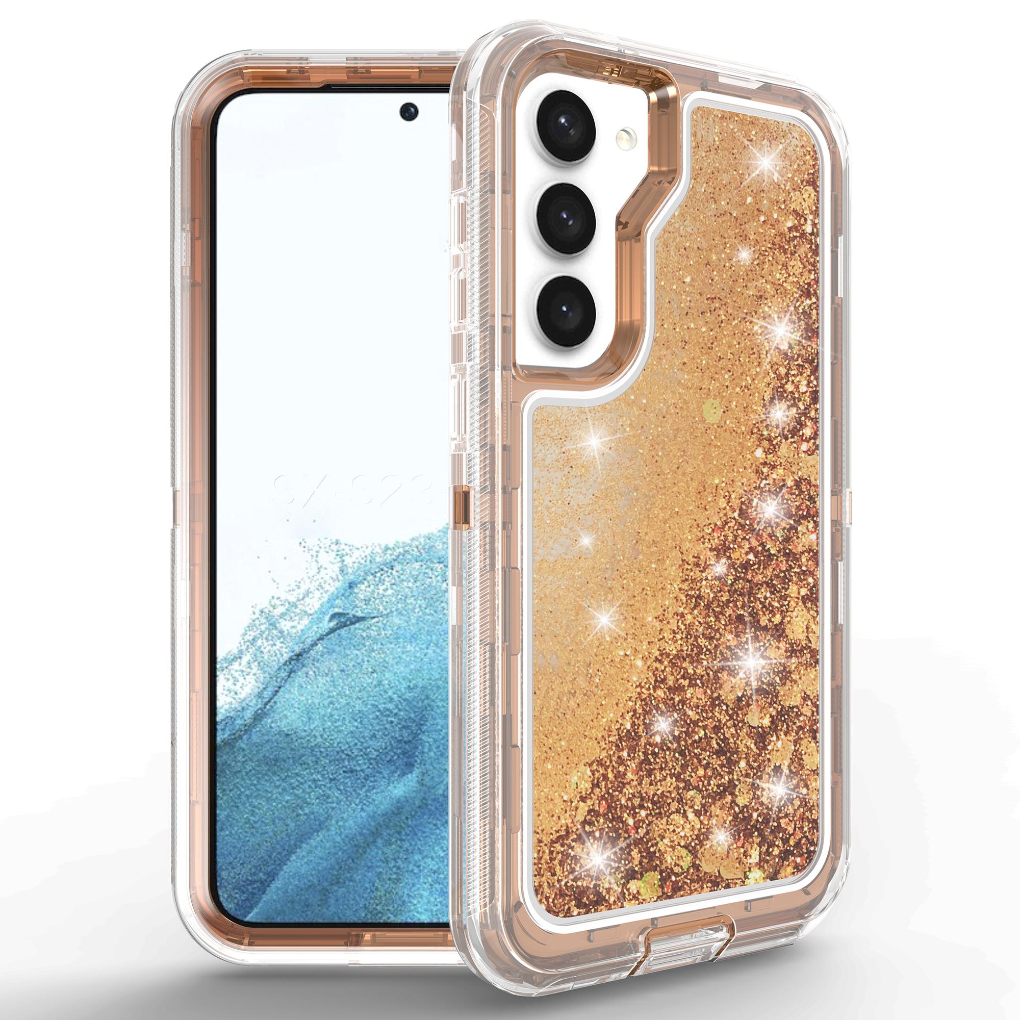 

Для Samsung Galaxy S23 Чехол Противоударный Съемный 2 в 1 ТПУ+ПК Жидкий песок Чехол для телефона Rose Gold