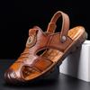 Summer new men's leather sandals dual-purpose leather handmade bag head sandals men's non-slip soft-soled beach shoes sandals tide