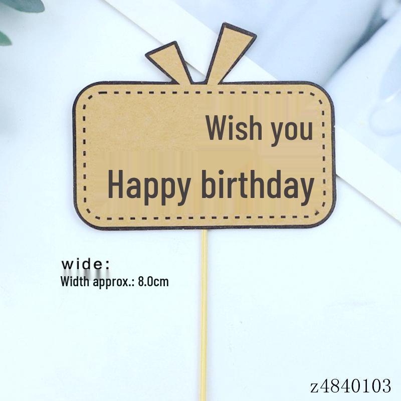 Kraft Paper Happy Birthday Cake Topper - Handwritten Decoration Insert
