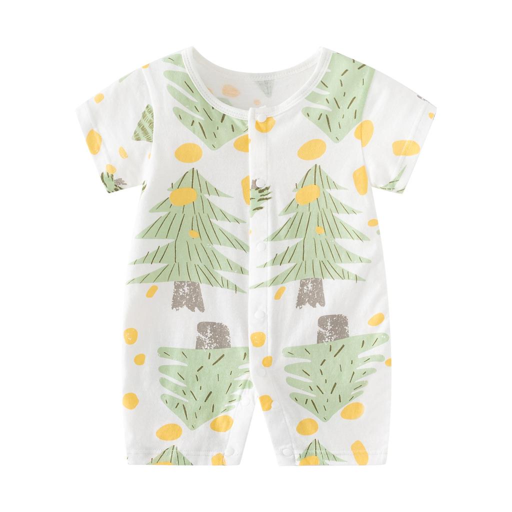 Summer Short Sleeve Pure Cotton Baby Romper - Infant Cartoon Crawling Bodysuit