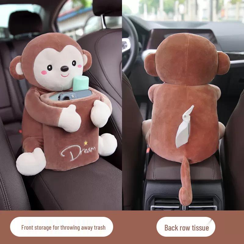 Creative Car Armrest: Two-in-One Tissue Holder & Trash Can - Cute Car Interior Decoration