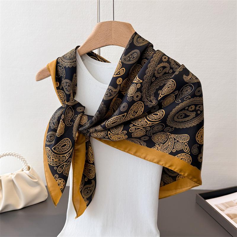 

Трансграничный платок из классического сатина, имитирующего шелк, с принтом, большой квадратный платок, шелковый платок, шаль, головной платок, шарф для защиты шеи, декоративный шарф 90*90cm
