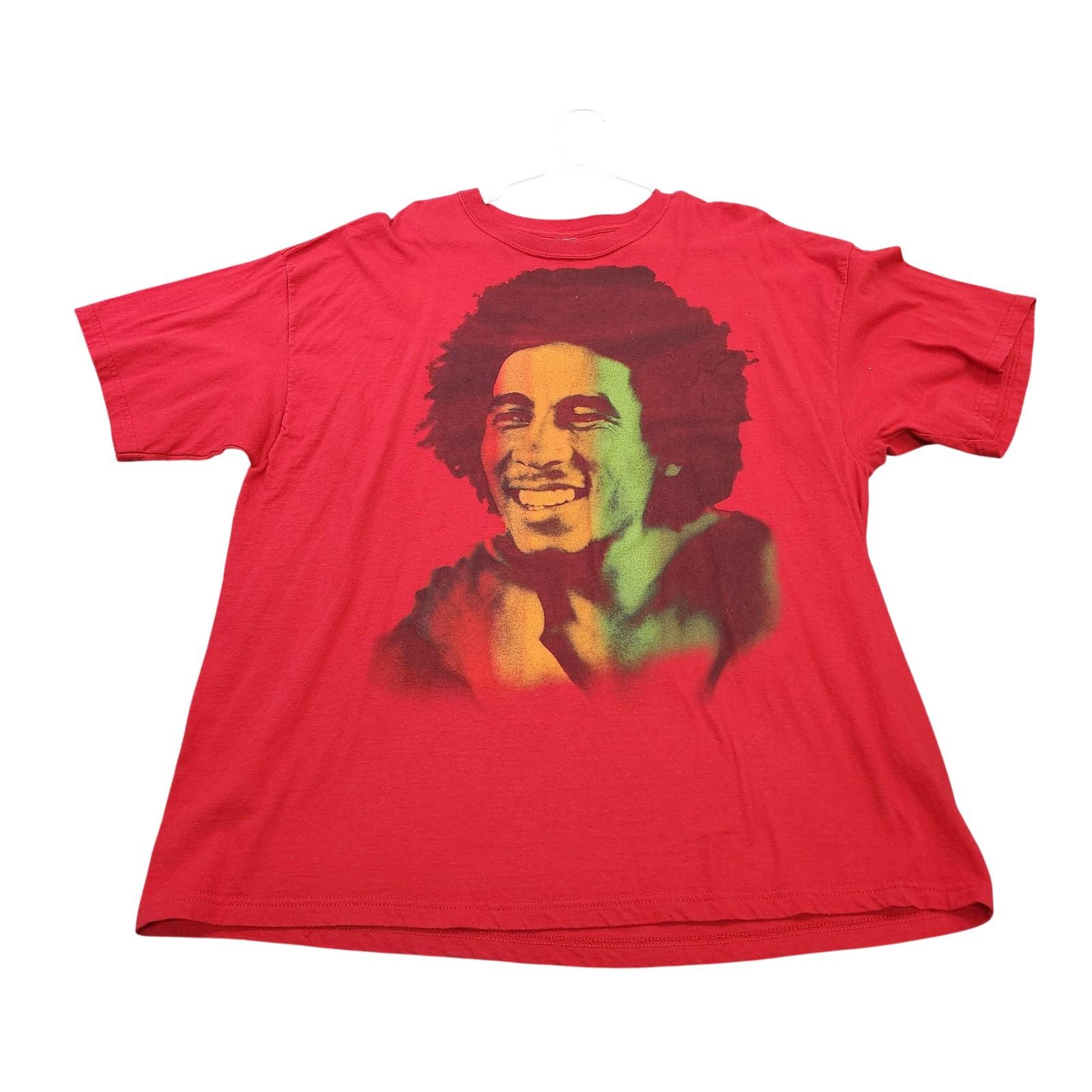 Rock Icons Shirt Mens 2XL Red Reggae Singer Portrait Graphic Tee Music Tagless Unisex T-Shirt XL