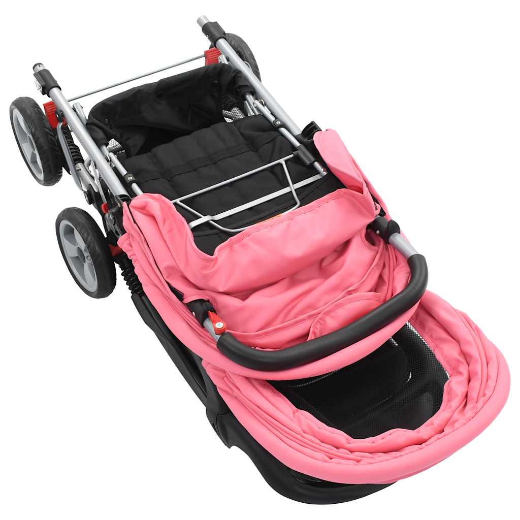 Stroller, Tandem for Twins, Pink-Black, Steel