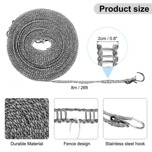 Uxcell 2-Pack Windproof Clothesline, 8M 26FT Plastic Non-Slip Clothesline, Portable Travel Clothesline for Balcony, Outdoor Laundry, Camping, Gray