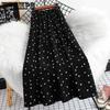 Chiffon Print A Word Half Body Crushed Skirt Women's Summer Big Swing Skirt Small People Medium Length Section Polka Dot Skirts