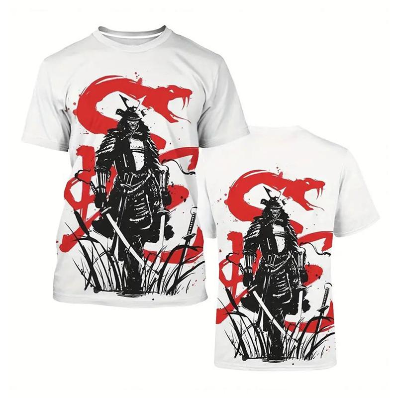 Trend Japanese Samurai Graphics T Shirts For Men Fashion Summer Short Sleeve 3D Printed Kids Tees Cool Streetwear Harajuku Tops