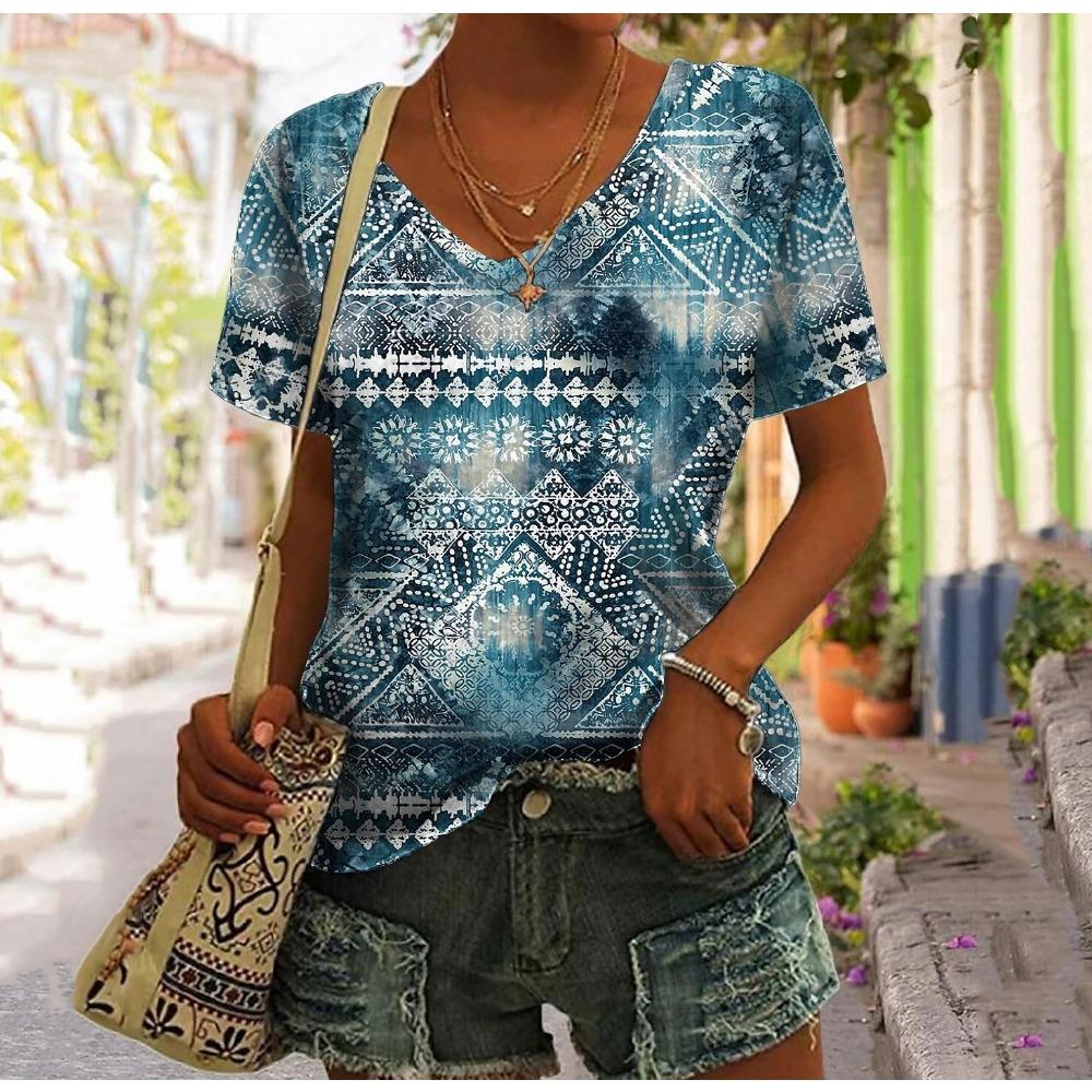 Retro T-shirt Women's Harajuku Clothes Summer Casual Short-sleeved Girl Shirt Floral Print Women's Oversized Top