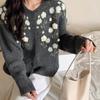 Korean style sweet three-dimensional floral knit cardigan for women, spring/autumn new versatile soft and cozy loose lazy style sweater jacket