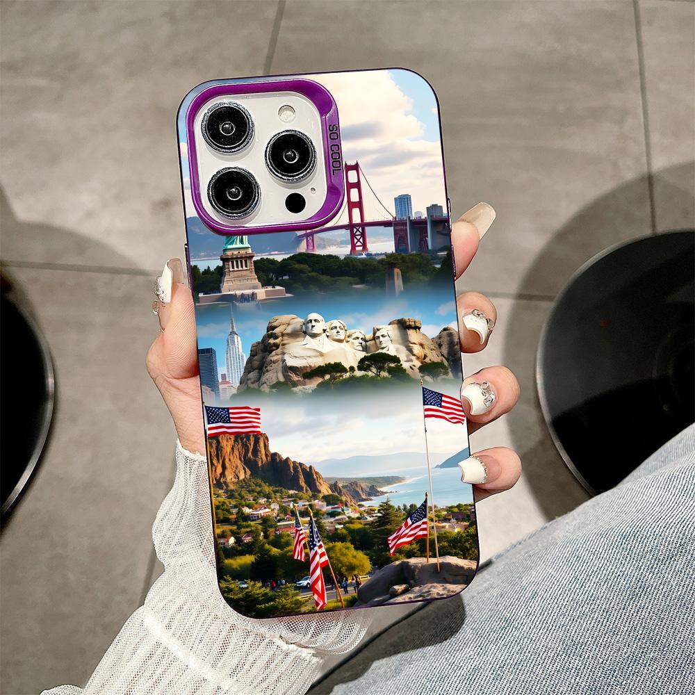 USA America Flag Purple Translucent Mobile Phone Case for iPhone 17 16 15 14 13 12 11 X XR XS Air Pro Max Plus Colorful Cover