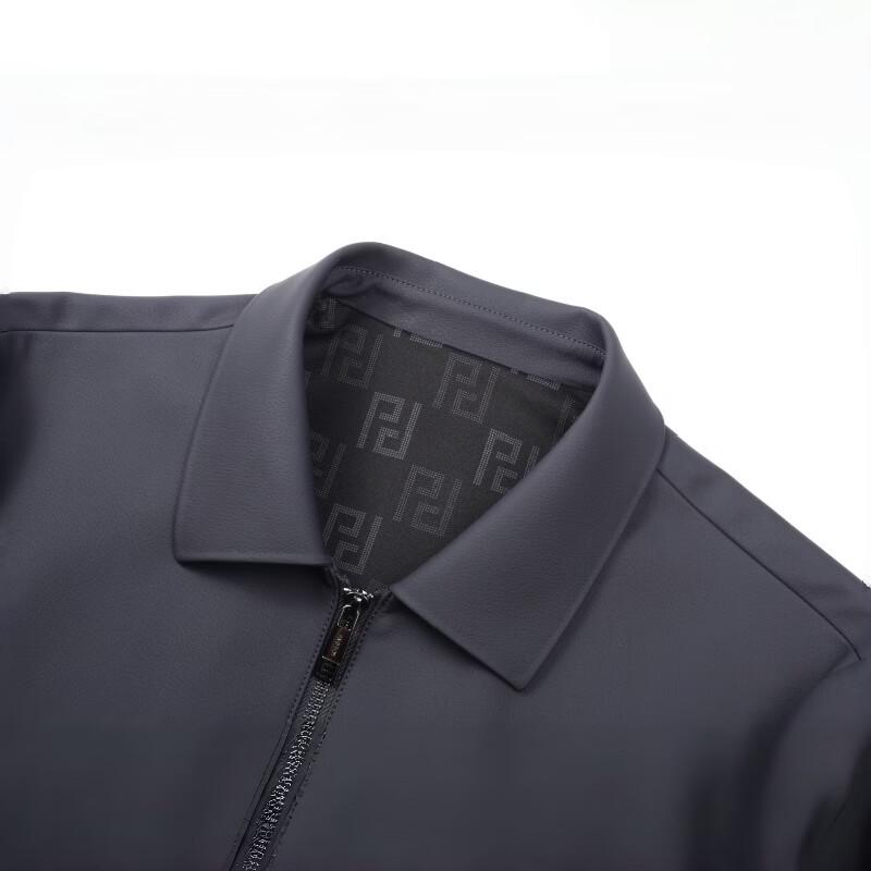 Romone Men's Autumn Lapel PU Leather Jacket