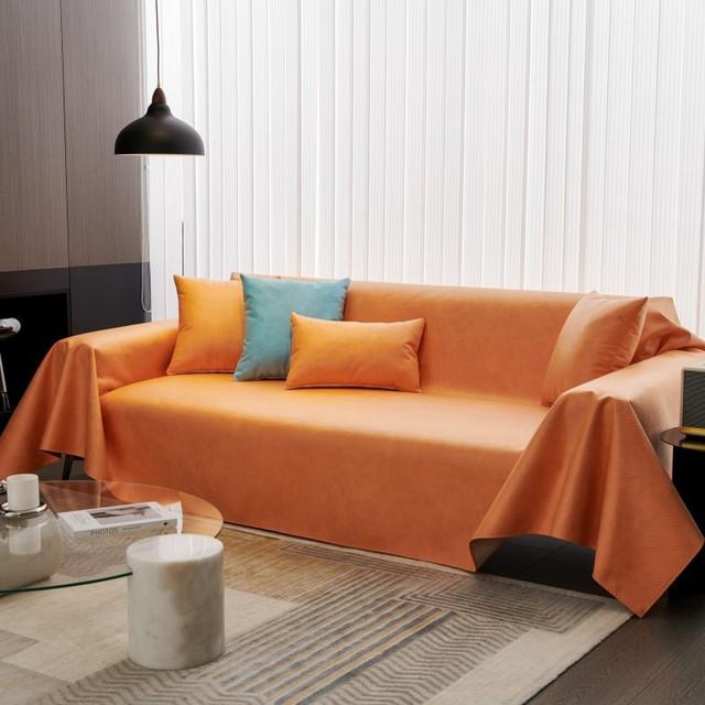 

Leathaire Sofa Cover Waterproof Non Slip for Pets 4 5 6 Seater L Shape Couch Slipcover Recliner Armchair Cover 180x130cm оранжевый