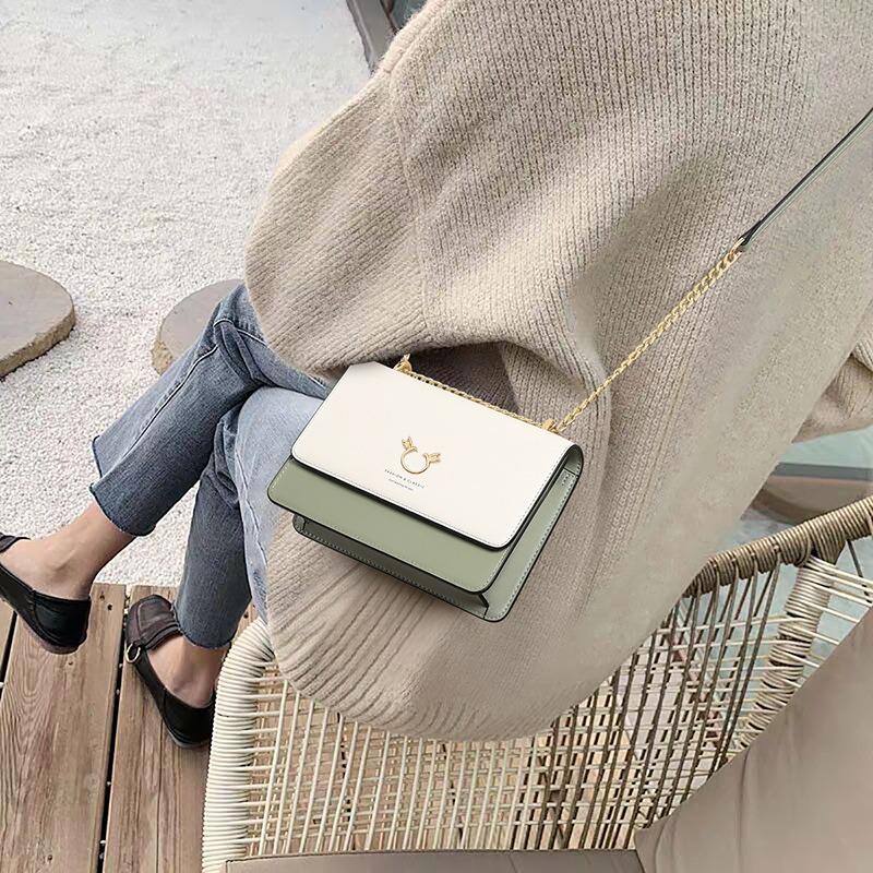 Small Bag New Trendy Leather Women's Bag Chain Bag Highend Messenger Bag Women's Fashion Shoulder Small Square Bag