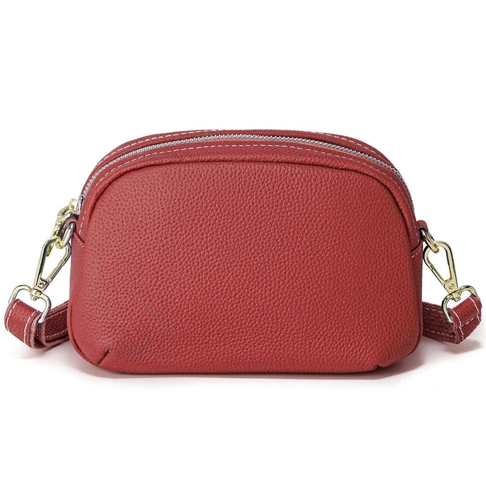 Zency Vintage Cowhide Leather Women Shoulder Bag Messenger Casual Small Leather Handbags Crossbody Pockets Simple Fashion Purses