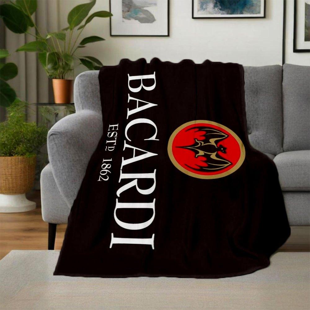 Bacardi Rum 1862 Bat Logo T-ShirtBlanket Flannel Throw Blanket for Sofa, Bed, Travel, Camping, Office, Couch, Chair, And Bed Gift for Christ