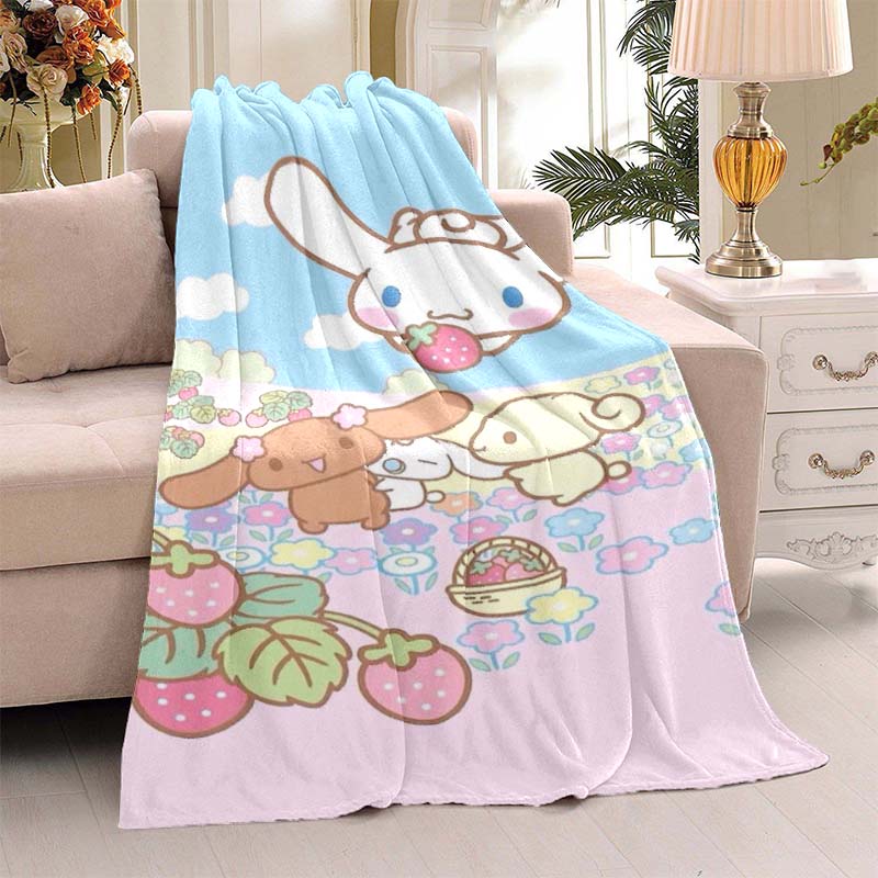 This 3D Adorable My Melody and Cinnamoroll Cartoon Flannel Blanket Is Comfortable and Soft, Suitable for Use In Bedrooms, Beds,