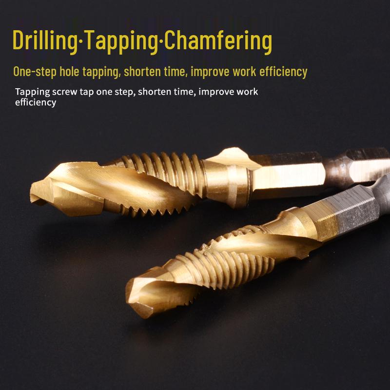 Cobalt Drill-Tap Combo for Stainless Steel: Taper Tap Set with Integrated Drilling and Thread Tapping.