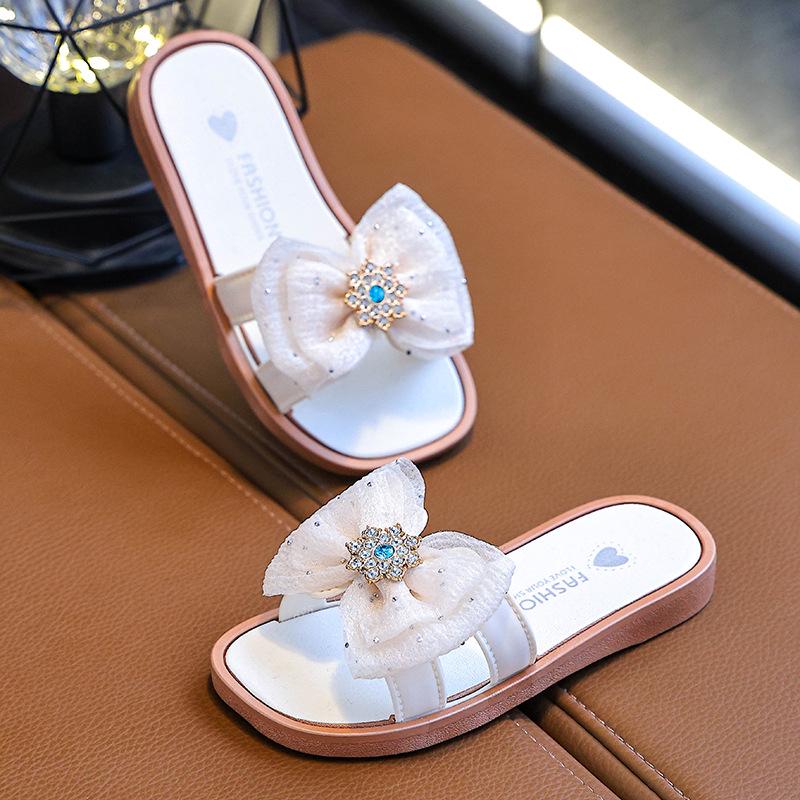 Mädchen Sommer 2025 Flip-Flop Sandalen mit Schleife - Rutschfeste Strand- & Outdoor-Slipper