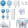 122PCS Blue Balloon Wreath Arch Kit, White Cloud and Butterfly Aluminum Film for Wedding, Birthday, Anniversary Decoration
