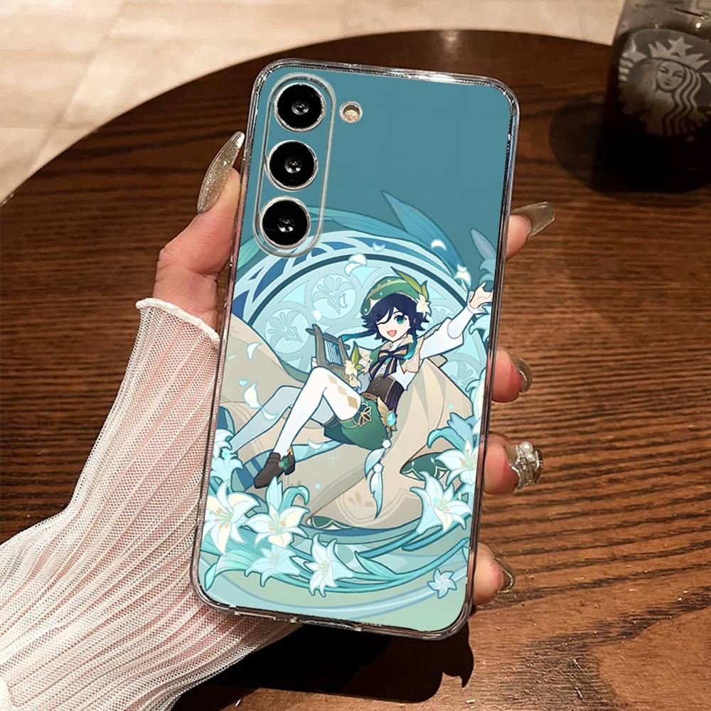 G-Genshin Impact Venti Barbatos Phone Case For Samsung S30,23,21,22,20, FE lite,S10,9,8,7 PIus Note20ultra Soft Transparent