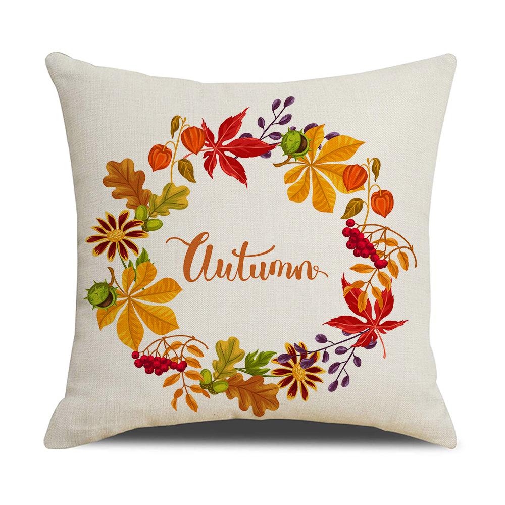 Harvest Series Cushion Cover Yellow Autumn Pumpkin Maple Leaf Pillow Cushion Cover Home Cushion Cover