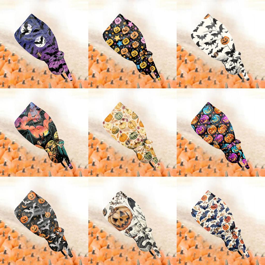 Nurse Halloween Surgical Cap Doctor Hat Baotou Caps Sweat-absorbent Towel Buckle Printing Pure Cotton Fashion Hats For Women Men