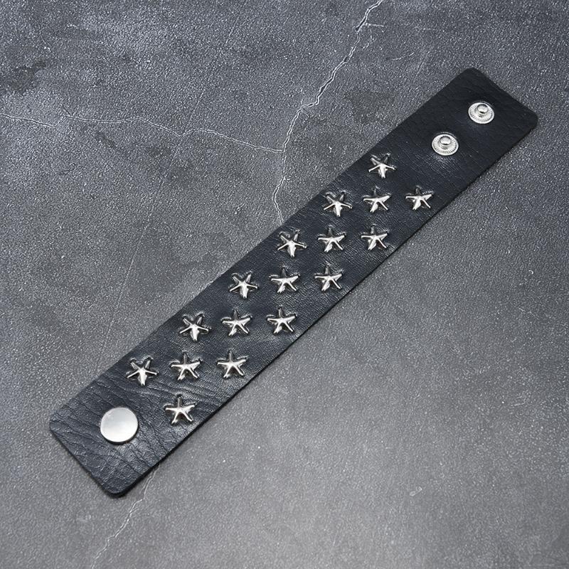 Punk Gotický Pu Kožený Náramek na Zápěstí Individualita Rock And Roll Pentagram Nastavitelný Náramek na Zápěstí Pro Muže Ženy