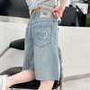 Pantalones cortos vaqueros de verano para niñas con bolsillo en forma de corazón para edades de 5 a 14 años. Pantalones capri vaqueros informales para niñas.