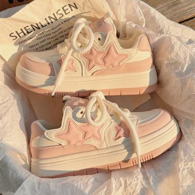 Frühlingsschuhe für Damen, koreanische Version von rosa Plateau-Turnschuhen, Vintage-Vulkanisation, lässige Tennisschuhe