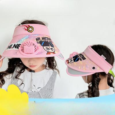 Children's Sun Protection Hat with Fan Boy Summer Outdoor Sky Top Hat Girl Retractable Large Hat Brim Sun Hat