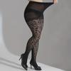 Large Size Leopard Patterned Silk Tights Sheer Pantyhose High Waist Black Control Top Leggings Stockings for Women Gift