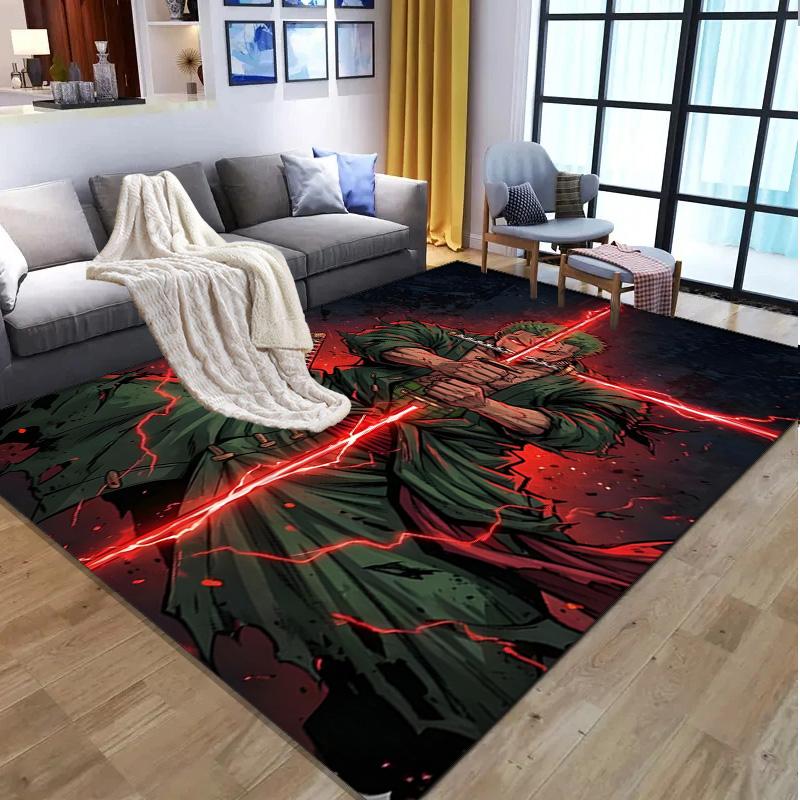 Roronoa Zoro Pattern Rug, Indoor/Outdoor Mat, for Picnic, Gameroom, Bedroom, Office, Living Room, Home Decor Carpet, Birthday Gift