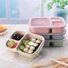 Portable Lunch Wheat Straw Lunch Box Single Layer 3 Grid With Lid Microwave Food Box Biodegradable Lunch Storage Container