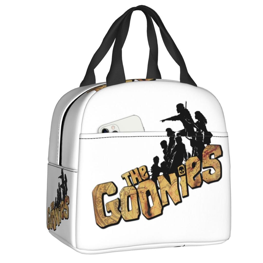 Benutzerdefinierte The Goonies Never Say Die Isolierte Lunchtaschen für Arbeit Schule Horror Abenteuerfilm Wiederverwendbare Thermokühlbox Bento Box