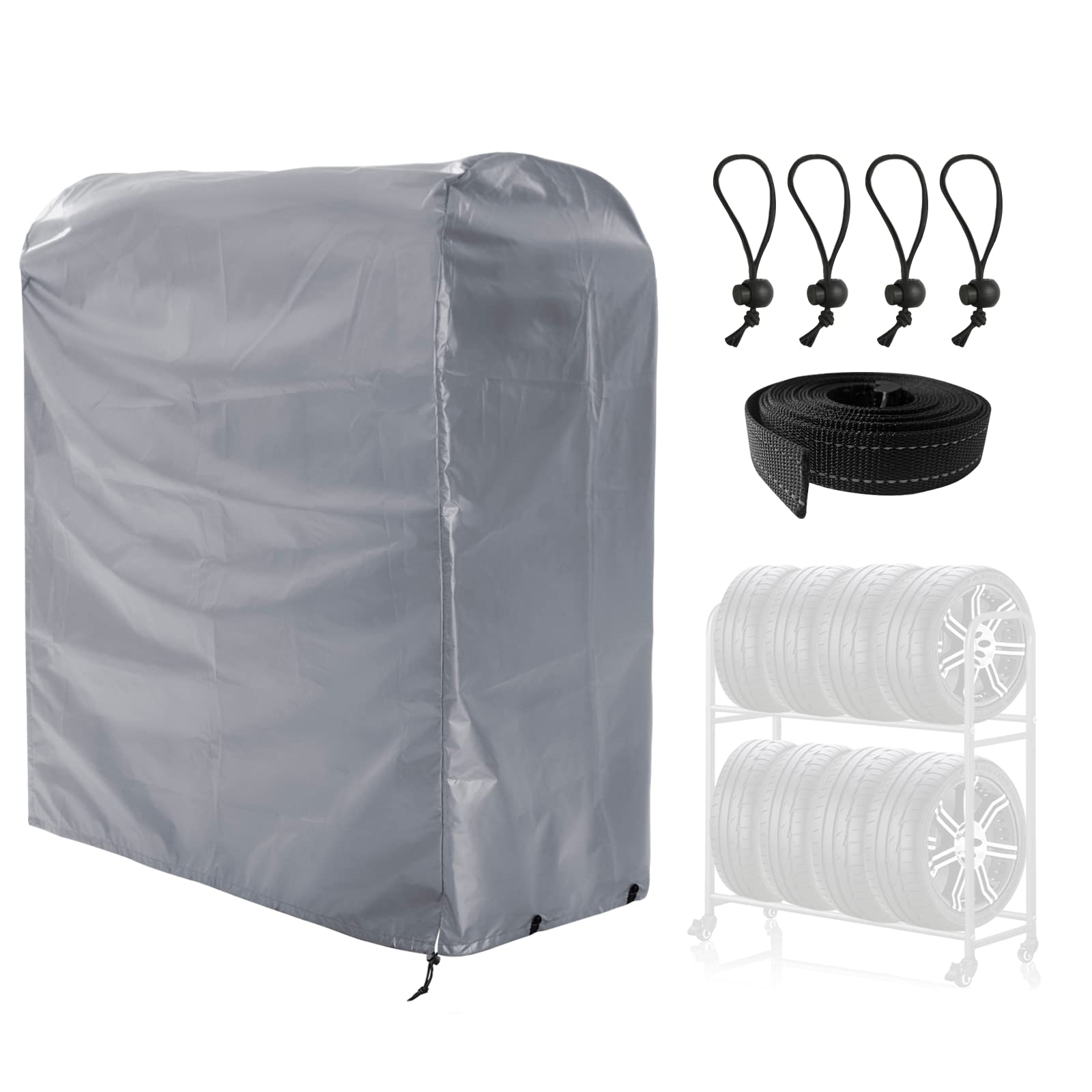 

ZATOOTO Outdoor Tire Rack Cover, Holds 8 Tires, 420D Thick, Waterproof, SUV Use, UV Protection, Durable, Prevents Deterioration and Dirt, Includes Sto
