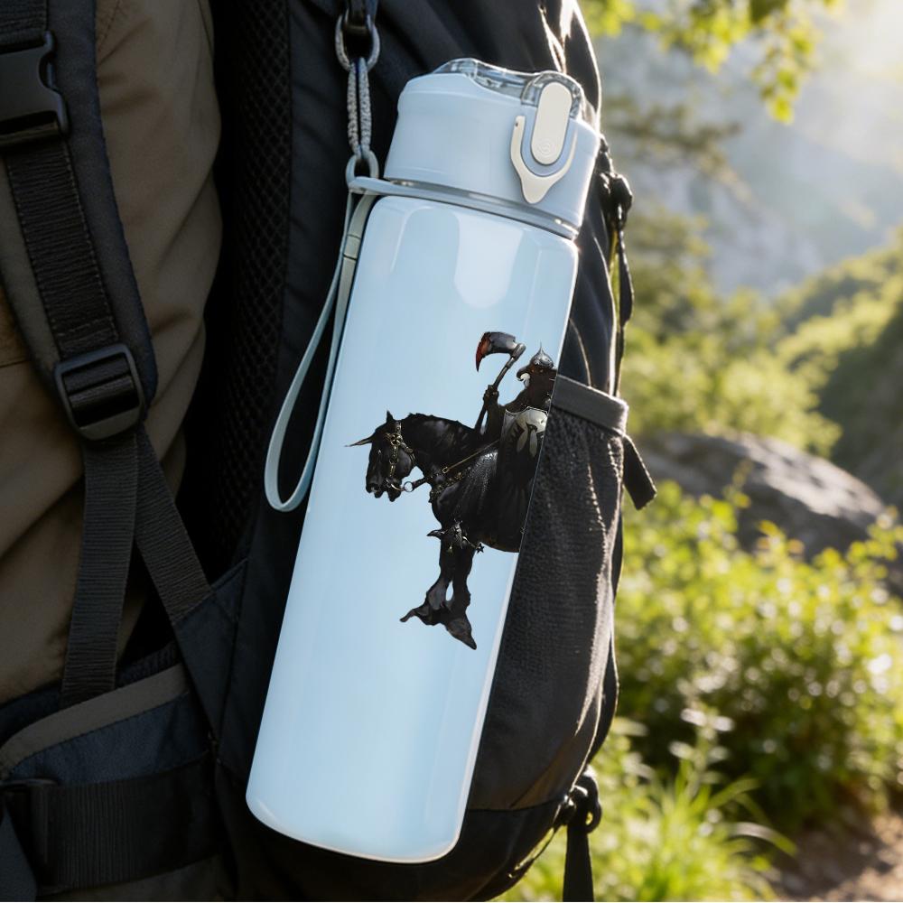 1PC Horse western dark silhouette print 750ml colorful plastic sports water bottle leakproof pop up lid with straw for outdoor work home use