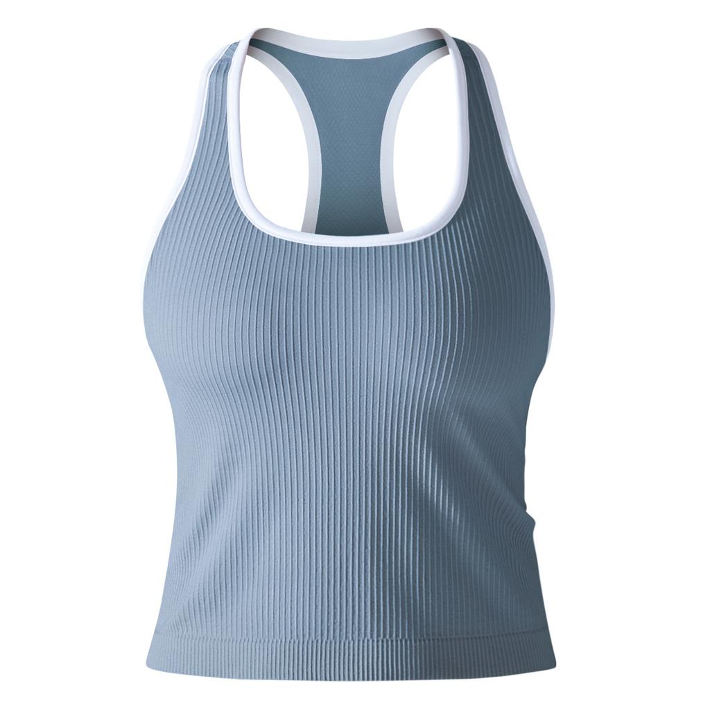 New Thread Knitted Yoga Sleeveless U-Neck Vest, Quick Drying Breathable Tight Fitting Top, Running, Fitness, Beautiful Back For Women