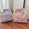 Forest Style Handmade Floral Cotton Drawstring Bag Vintage Storage Pouch For Underwear Travel Organizer Pouch