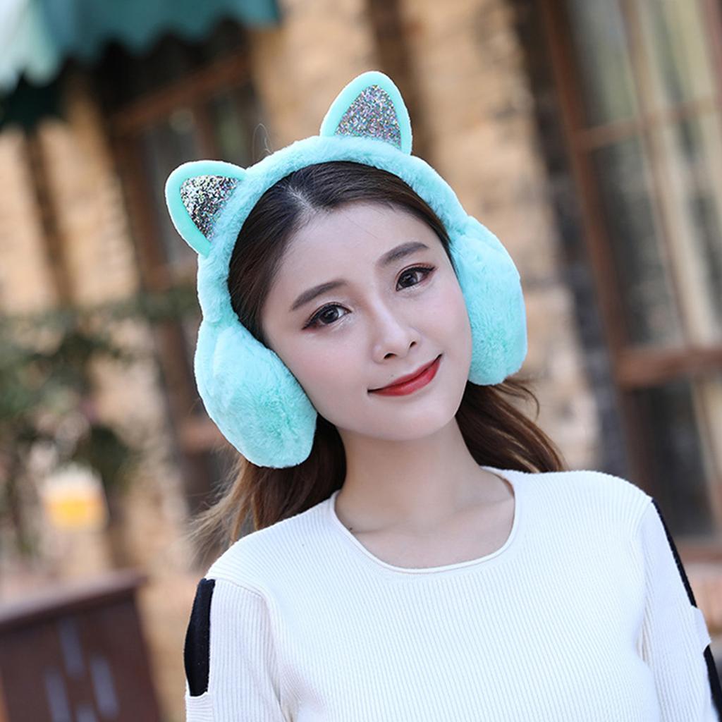 Fashionable Ear Muffs for Women Girl with Cat Ear Folding Comfortable Ear Protectors for Easy Storage Winter Headwear