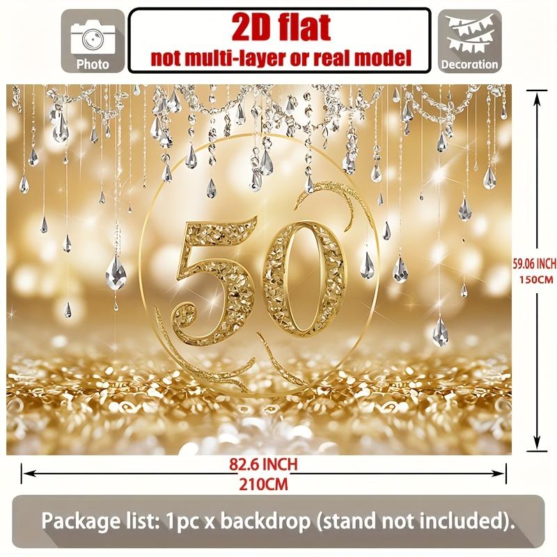 2D planar banner 1 piece 50th anniversary background decorative background photo prop polyester fabric banner decoration item