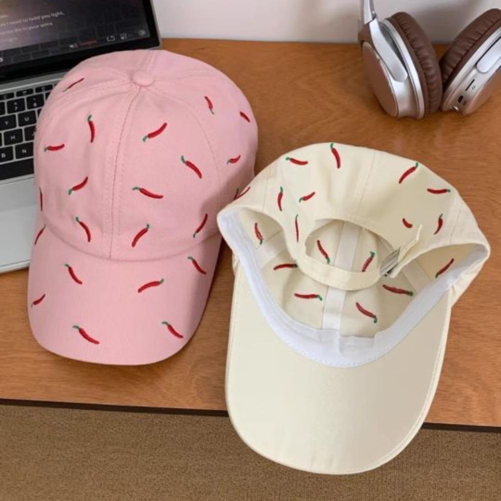 Sunscreen Chili Embroidered Baseball Cap Creative Cotton Baseball Cap Red Pepper Hat  Summer