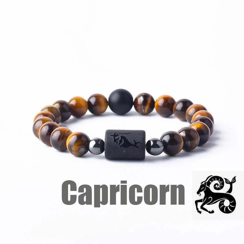 Pulsera con Colgantes de Constelaciones de los 12 Signos del Zodiaco para Hombre Mujer Multicapa Pulsera de Ojo de Tigre Regalo de Amistad Sagitario Acuario Leo