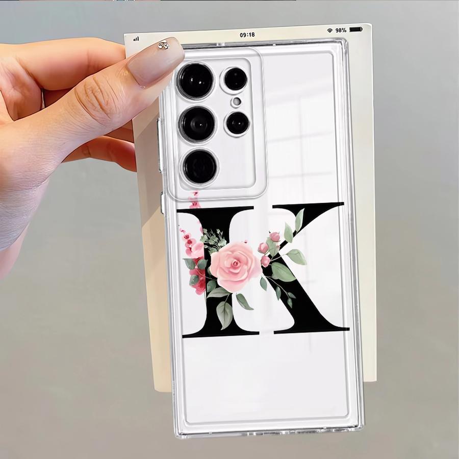 Case for Samsung Galaxy S26 S23 Ultra S24 S22 FE S25 Edge Note 20 Ultra 10 S20 Plus S21 Phone Cover Flower Letters