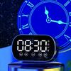 FM Radio Rechargeable LED Digital Alarm Clock Portable Wireless Bluetooth Alarm Clock HD Mirror Display Music Player Desk