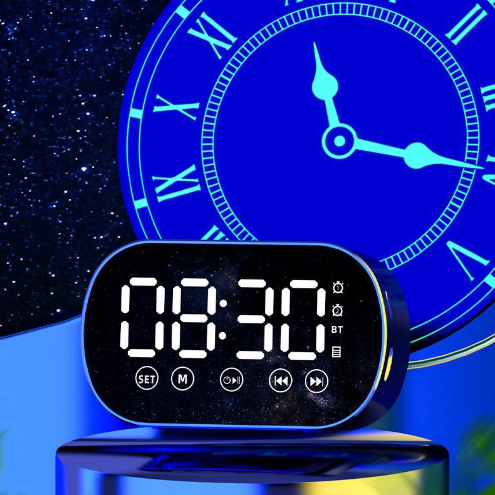 Portable Bluetooth Speaker HD Mirror Display Alarm Clock Dual Alarm LED Digital Alarm Clock Office