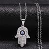 Collier Oeil Grec Main de Fatima pour Femmes Hommes Acier Inoxydable Chaîne de Protection Oeil Bleu Maléfique Turc Bijoux Islamiques N8041S01