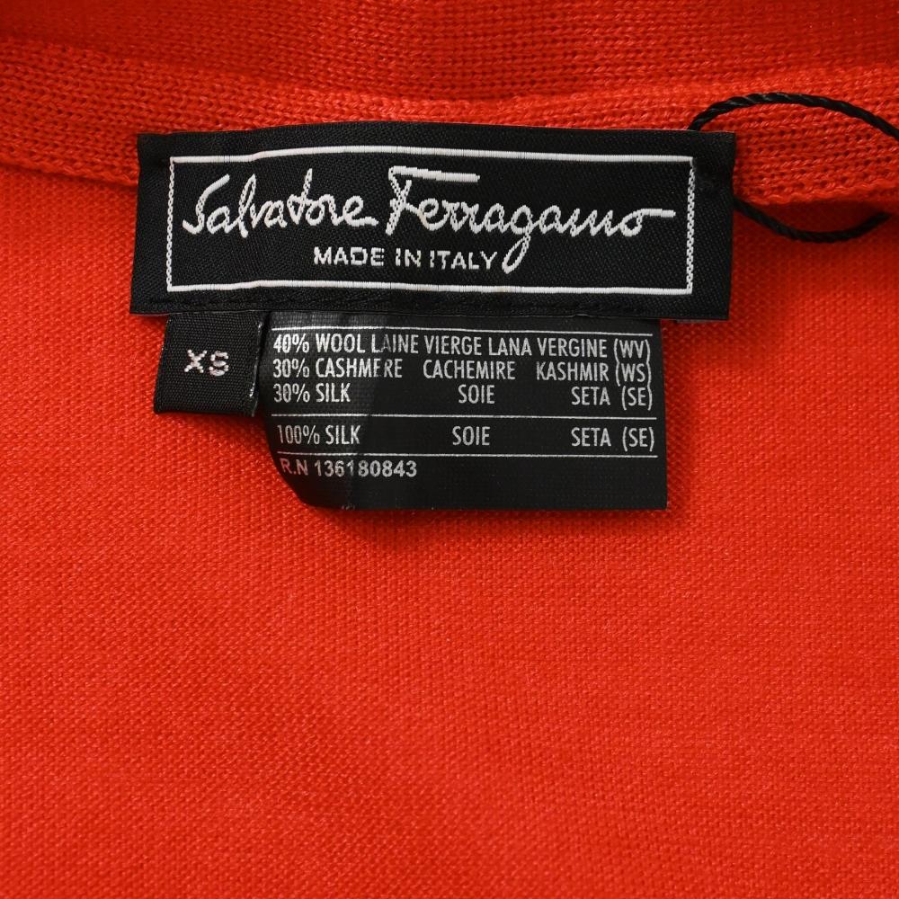 SalVatore Ferragamo Ferragamo V Neck Long Cardigan In Orange VirgIn Wool Orange